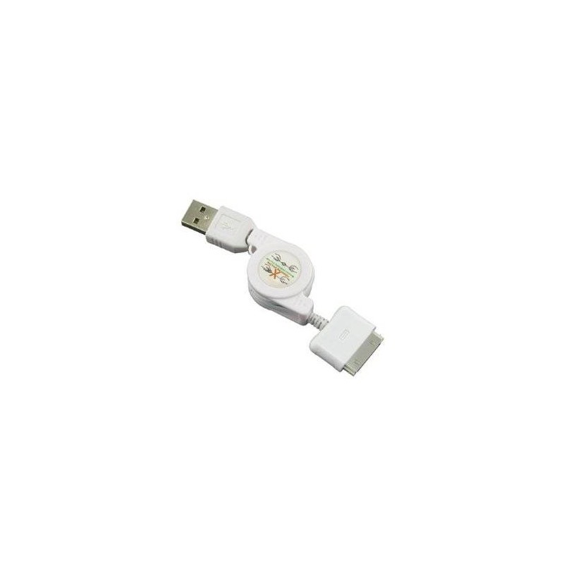 Cable Rétractable Compatible Apple Blanc Cable Rétractable Compatible Apple Blanc